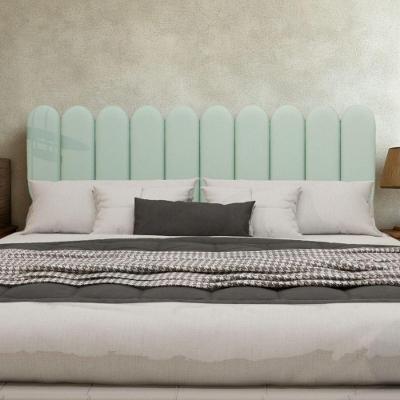 Cabeceira Design Nuvem 20x60cm King Size 10 Placas Em Suede verde Claro