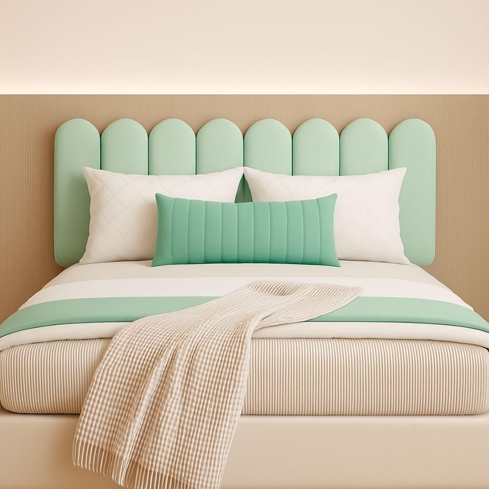 Cabeceira Nuvem Suede Queen Size Com 8 Placas Macias 60x20cm verde Claro - 5