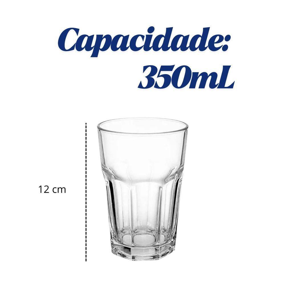 Conjunto 3 Copos Vidro Para Vitamina Whey Shake Suco Drinks 350ml - 2