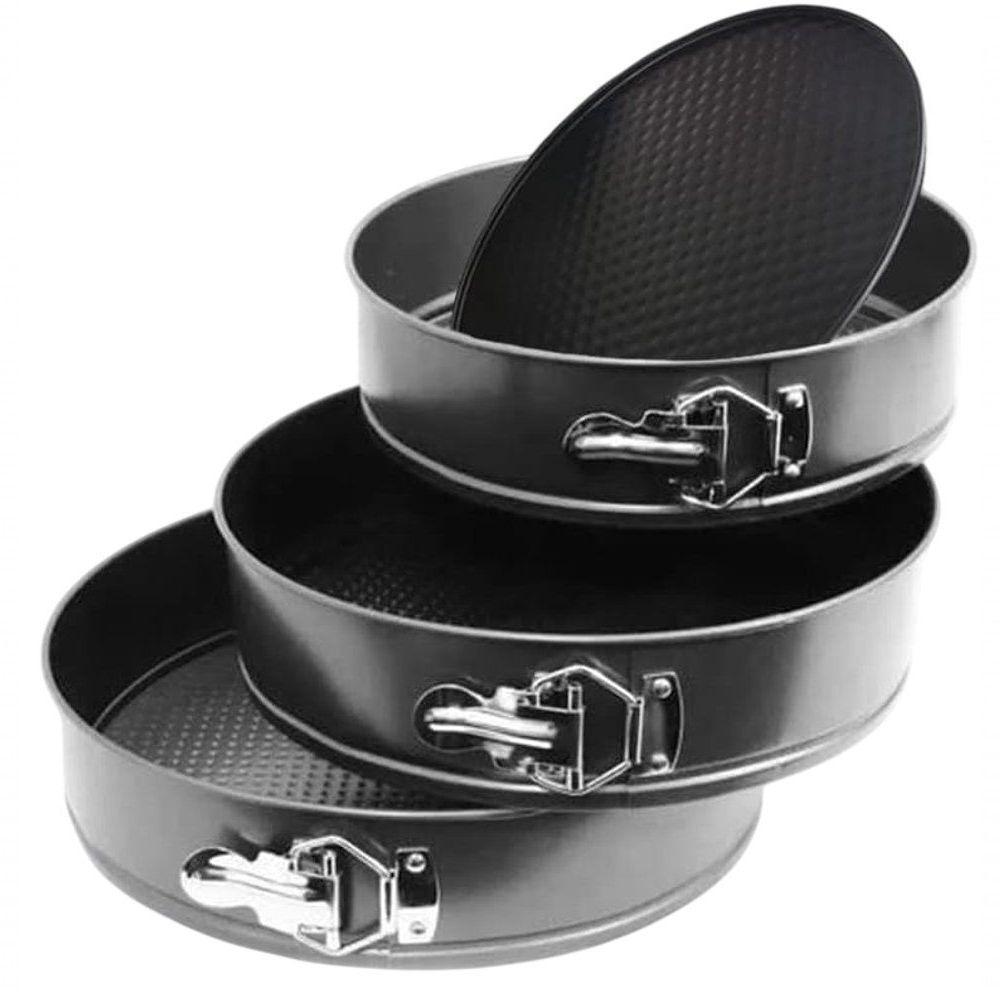 Kit 3 Formas Redonda Fundo Removível Para Tortas Com Travas Lateral Premium - 1