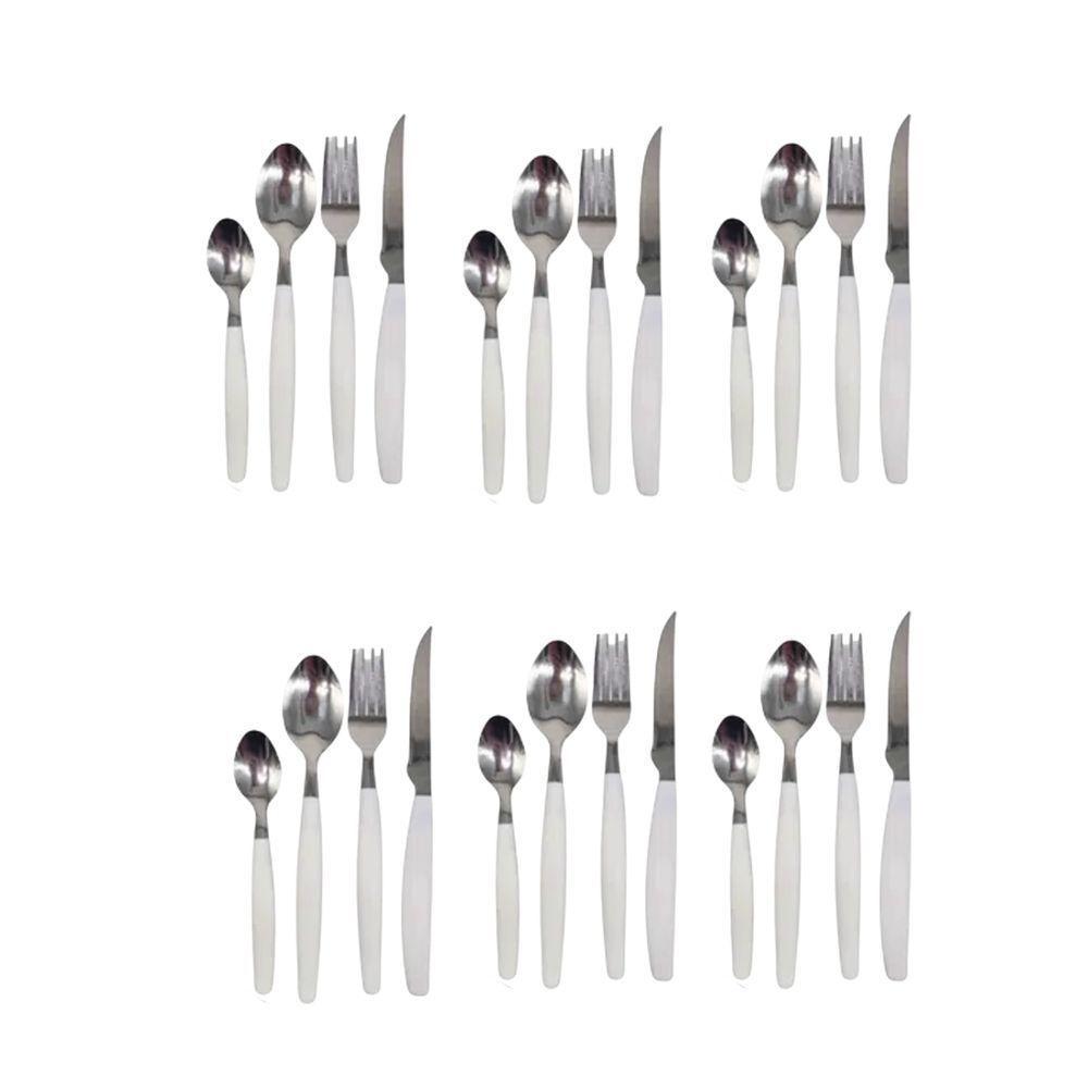 Jogo De Talheres Faqueiro Aço Inox Com Gaveteiro 24 Peças Branco - 2
