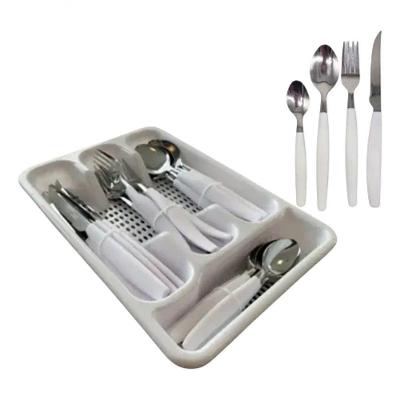 Jogo De Talheres Faqueiro Aço Inox Com Gaveteiro 24 Peças Branco