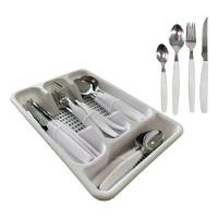 Jogo De Talheres Faqueiro Aço Inox Com Gaveteiro 24 Peças Branco - 1