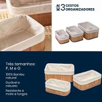 Kit 3 Cestos De Bambu Tamanhos Diferentes Organizador De Ambientes E Casa - 10
