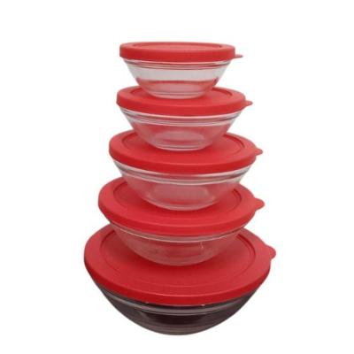 Conjunto 5 Potes Hermético Redondo Vidro Com Tampa Marmitex