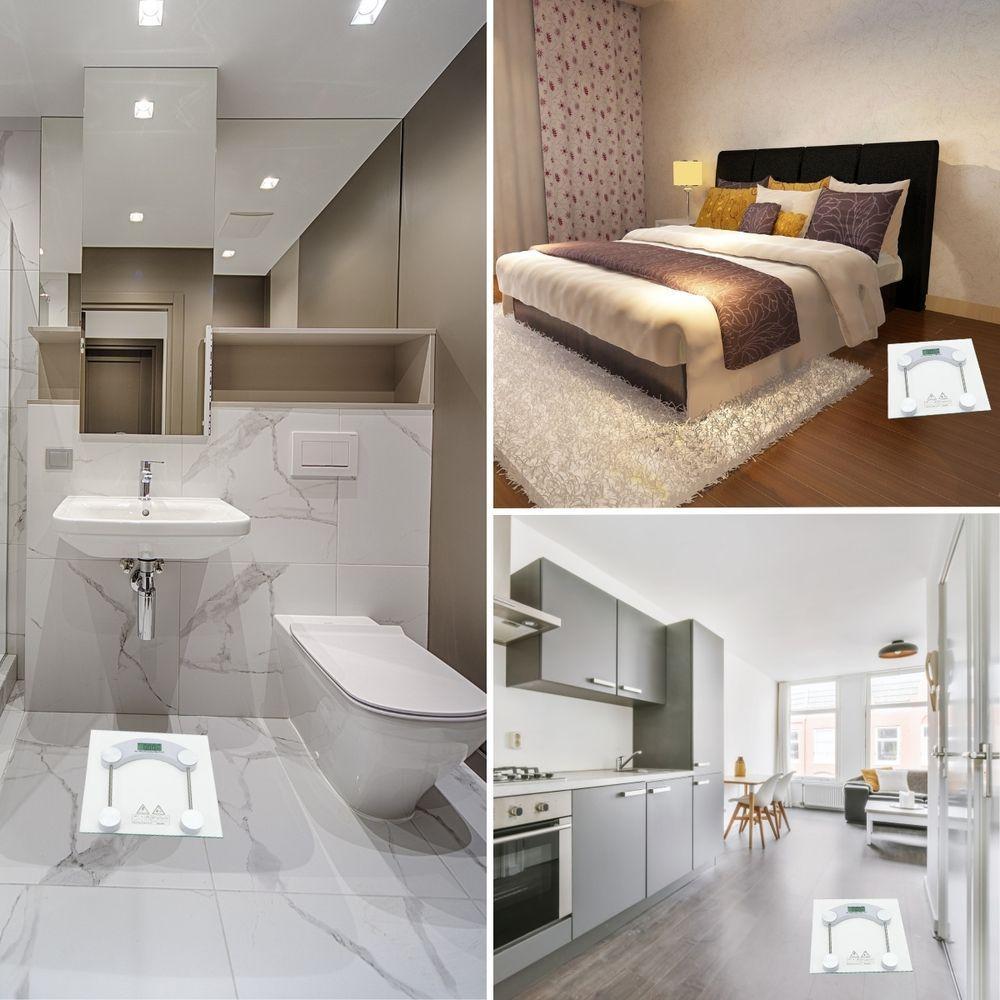 Balança Digital Corporal De Vidro Temperado Eletrônica Para Banheiro Quarto Academia Quadrada Transparente De Chão 180kg - 4