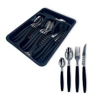 Jogo De Talheres Faqueiro 25 Peças Com Porta Talher Inox Preto - 1