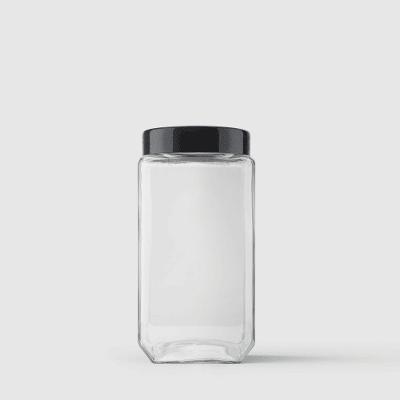 Pote De Vidro Quadrado 2,2l Preto Invicta