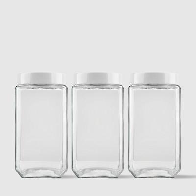 Kit Com 3 Potes Quadrados 2,2l Branco Invicta