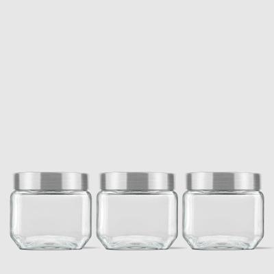 Kit Com 3 Potes Quadrados Collection 800ml Inox Escovado Invicta