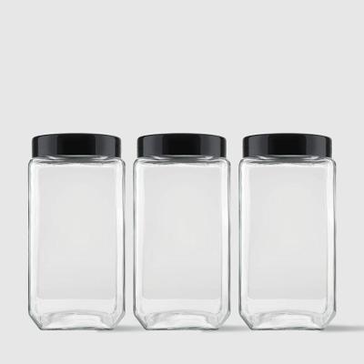 Kit Com 3 Potes Quadrados 2,2l Preto Invicta