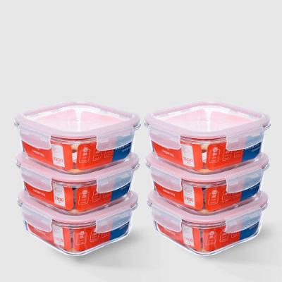 Kit Com 6 Potes De Vidro Herméticos Quadrados 1,1l Invicta