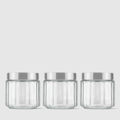Kit Com 3 Potes Redondos Collection 800ml Inox Escovado Invicta