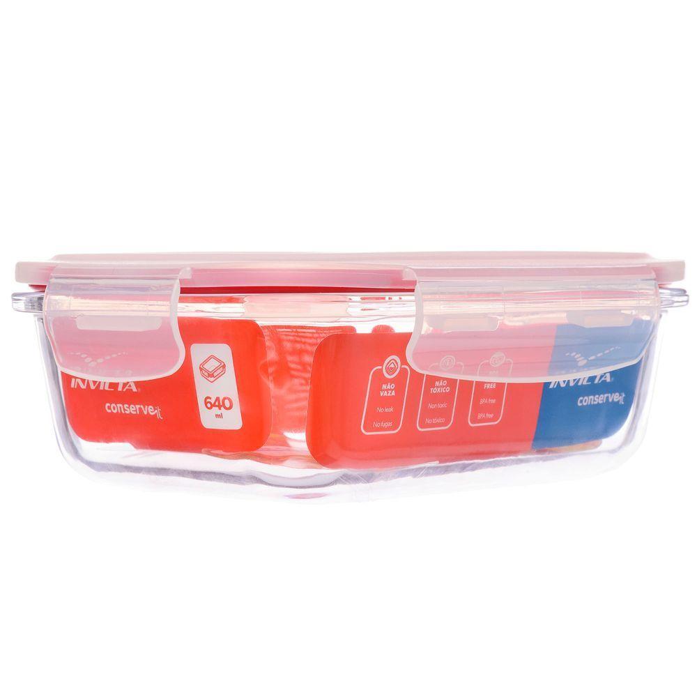 Kit Com 10 Potes De Vidro Herméticos Retangulares 640ml Marmita Ideal Invicta - 7