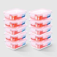 Kit Com 10 Potes De Vidro Herméticos Retangulares 640ml Marmita Ideal Invicta - 1