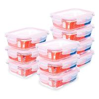 Kit Com 10 Potes De Vidro Herméticos Retangulares 640ml Marmita Ideal Invicta