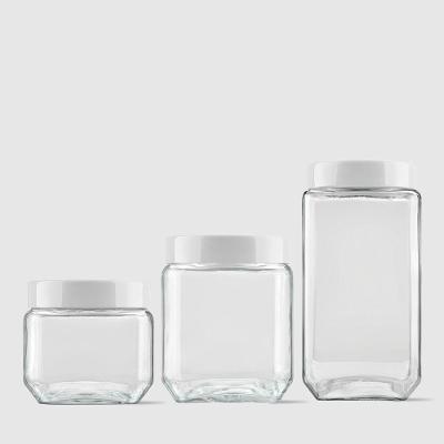 Kit Com 3 Potes Quadrados Branco Invicta