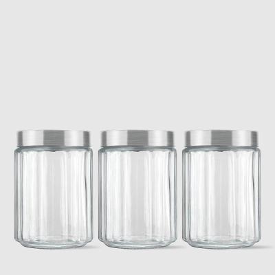 Kit Com 3 Potes Redondos Collection 1,1l Inox Escovado Invicta