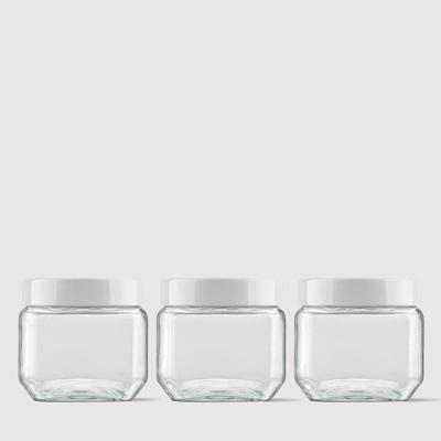 Kit Com 3 Potes Quadrados 800ml Branco Invicta
