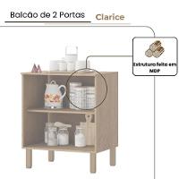 Balcão De 2 Portas Cozinha Clarice Amêndoa Grafite - 3