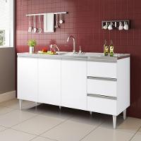 Balcão Salvador 1,60 Mt 3 Gavetas 3 Portas 100% Mdf Branco - 2