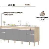 Balcão Natal 5 Portas Para Pia De 2 Mt Amêndoa Grafite - 3