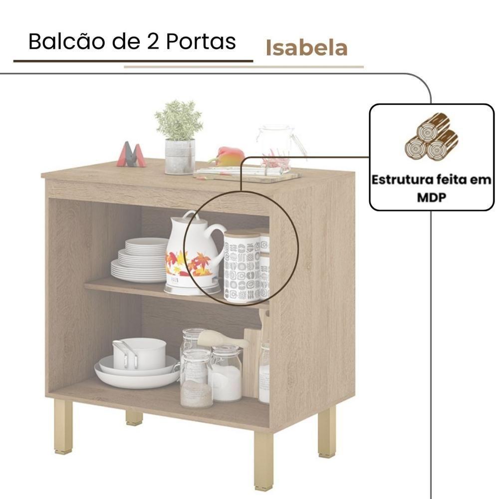 Balcão 2 Portas Cozinha Isabela Amêndoa Off White - 3