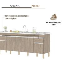 Balcão Natal 5 Portas Para Pia De 2 Mt Castanho - 3