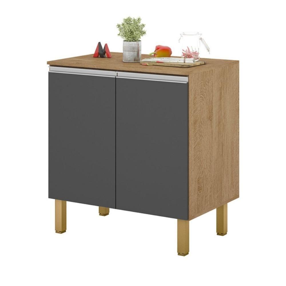 Balcão 2 Portas Cozinha Isabela Amêndoa Grafite - 1