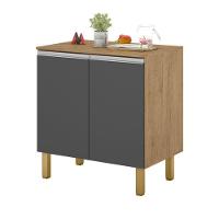 Balcão 2 Portas Cozinha Isabela Amêndoa Grafite - 1