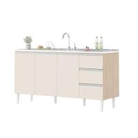 Balcão Salvador 1,60 Mt 3 Gavetas 3 Portas 100% Mdf Amêndoa Off - 3