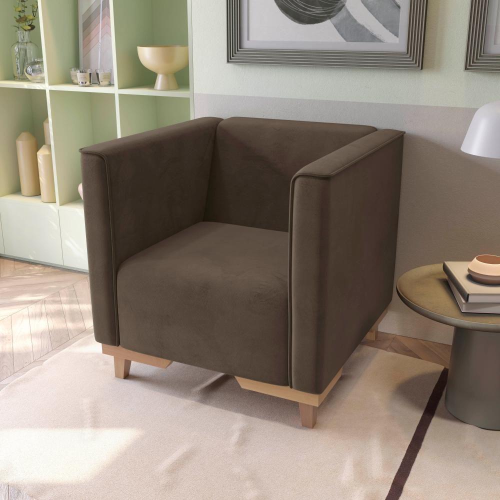 Poltrona Ravena Kappesberg Veludo Marrom - 1