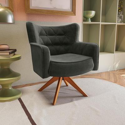 Poltrona Olga Kappesberg Veludo Deluxe Cinza Chumbo