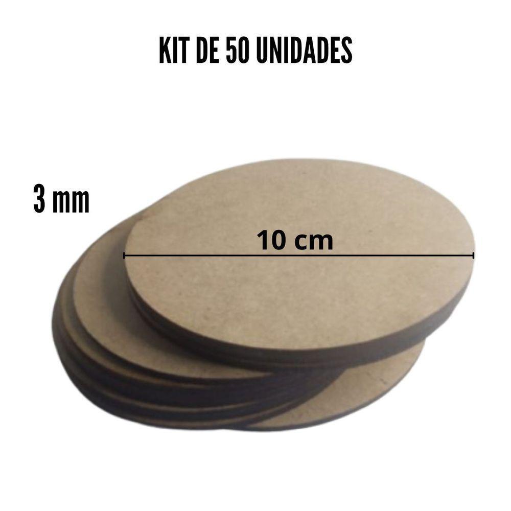 Kit Com 50 Bolachas 10x10 Mdf Cru Circulo - 2