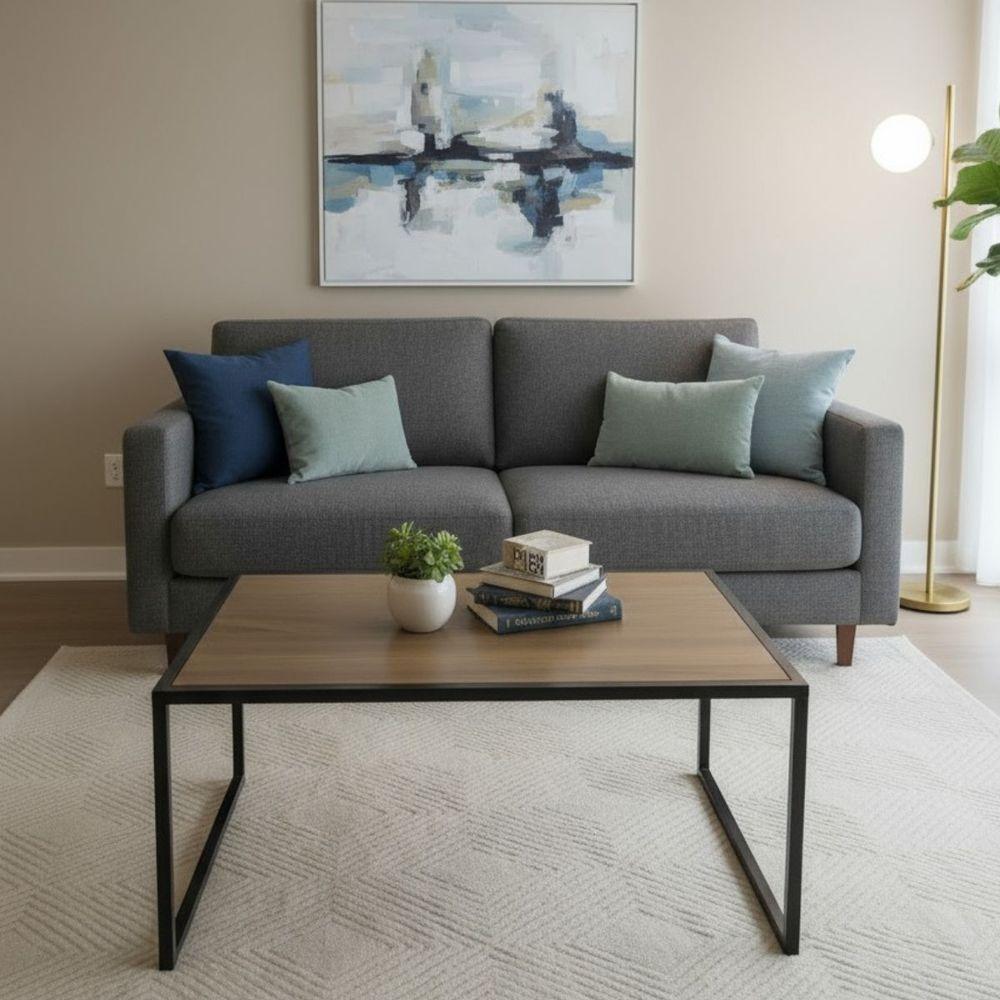 Mesa De Centro Mesinha Sala Luxo Estilo Industrial Cor:amêndola - 2