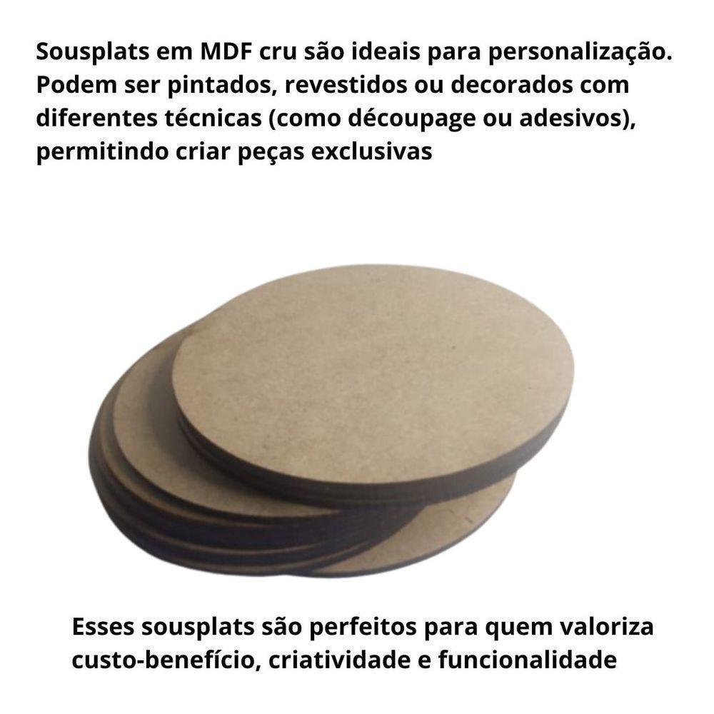 Kit 50 Sousplats Redondo Cru Jogo Americano Copos Mesa Mdf - 5
