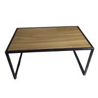 Mesa De Centro Retangular Sala Pés Ferro Estilo Retro Apoio Cor:amêndola - 1