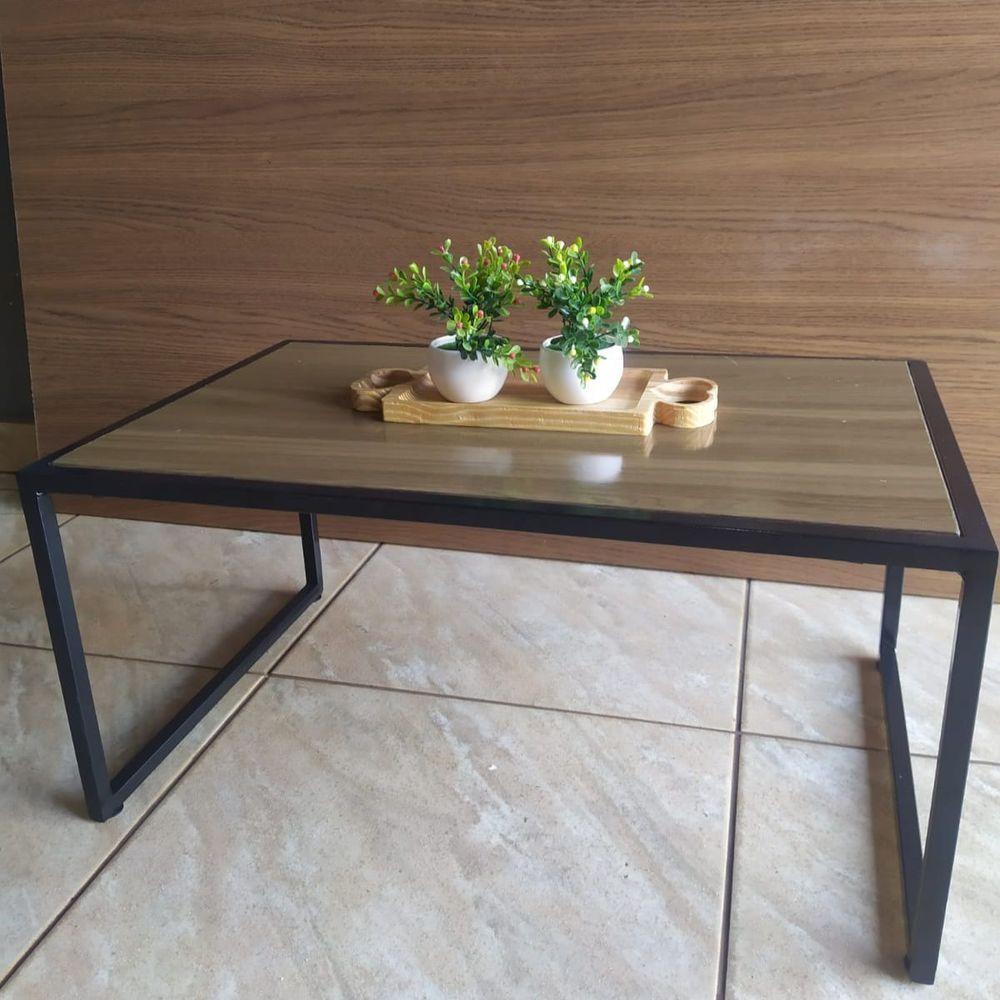 Mesa De Aço Reforçado Modelo Metal Mesinha Centro Cor:amêndola - 1