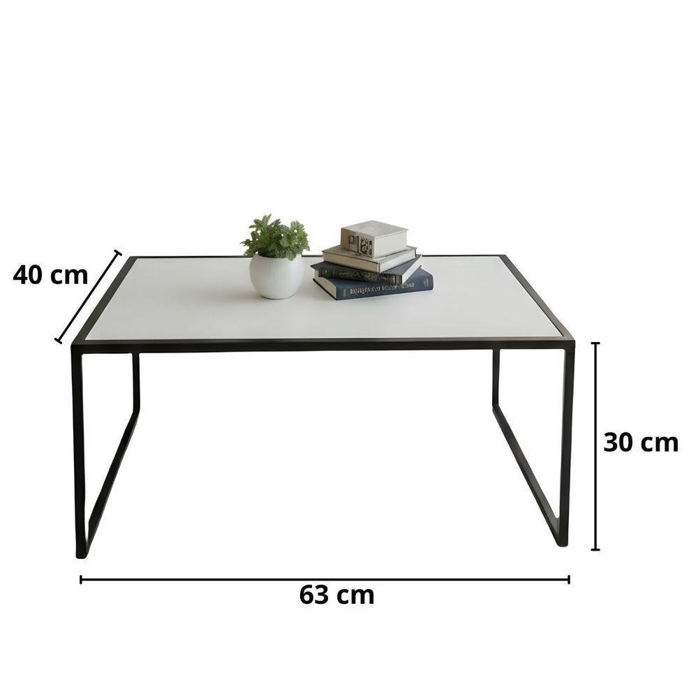 Mesa De Centro Moderno Sala De Estar Para Decoração Cor:branco - 3