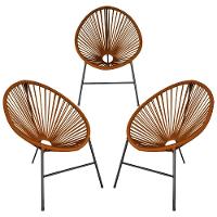 Conjunto 3 Cadeiras Para Area Externa Acapulco Aço Carbono Ocre - 2