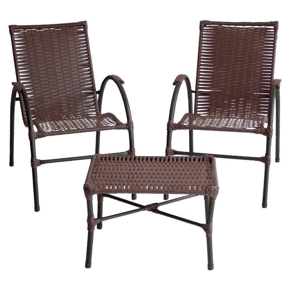 Conjunto De Mesa De Centro E 2 Cadeiras ônix área Externa Tabaco - 6