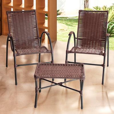 Conjunto De Mesa De Centro E 2 Cadeiras ônix área Externa Tabaco