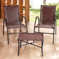 Conjunto De Mesa De Centro E 2 Cadeiras ônix área Externa Tabaco - 1