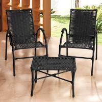Conjunto De Mesa De Centro E 2 Cadeiras ônix área Externa Preto - 1