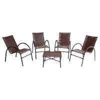 Conjunto De Mesa De Centro 4 Cadeiras ônix Para área Externa Tabaco - 6