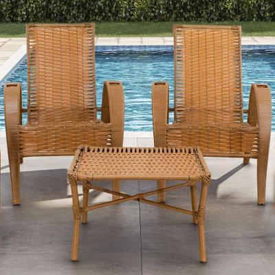 Conjunto De Mesa De Centro E 2 Cadeiras Vitória Para área Caramelo