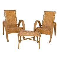 Conjunto De Mesa De Centro E 2 Cadeiras Vitória Para área Caramelo - 2