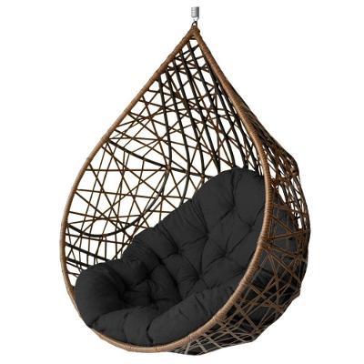 Cadeira Balanço Ninho Suspenso Gota Tramado Com Almofada Argila/preto