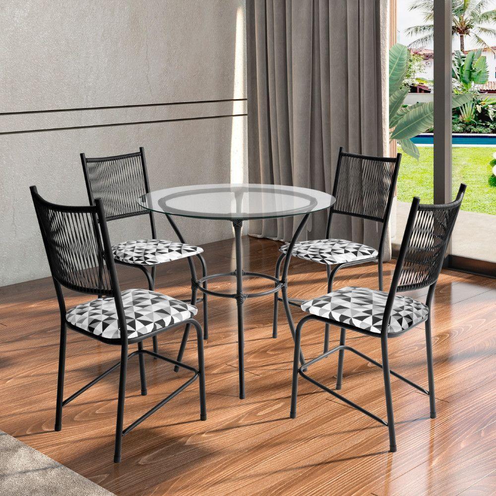 Conjunto Mesa Com 4 Cadeiras Lugo Para Cozinha Ou Jantar Preto/mesclado - 1