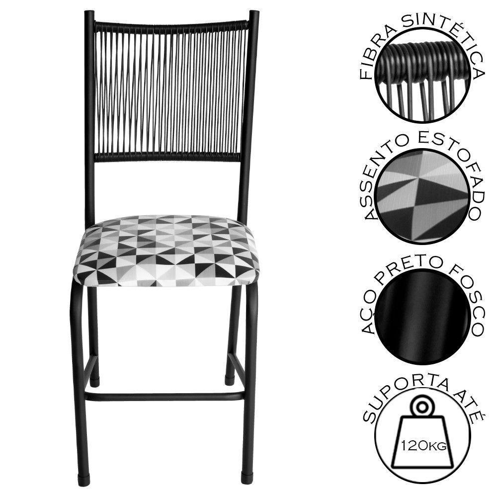 Conjunto Mesa Com 4 Cadeiras Lugo Para Cozinha Ou Jantar Preto/mesclado - 8